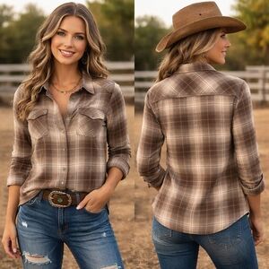 Red Head Brand Co. Plaid Pearl Snap Button Western Shirt – Size Large – Brown Ne